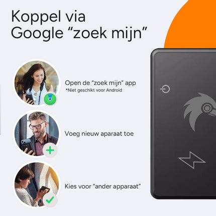 HawkDash Ultradunne Global GPS IOS iPhone Tracker Card – Draadloos Opladen Waterdichte Smart Wallet Tracker Compatibel met Apple Find My Device - VCTparts.nl
