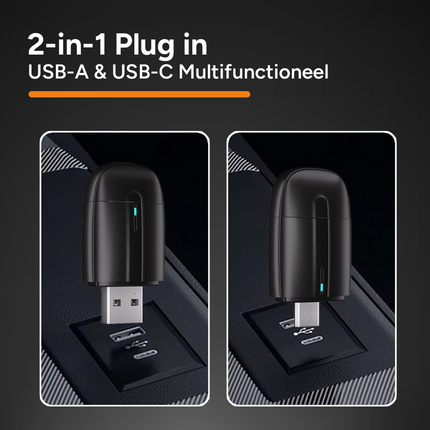 HawkDash Mini 2-in-1 Car Dongle - CarPlay Dongle - Android Auto Dongle - Draadloos CarPlay & Android Auto - Zwart - VCTparts.nl