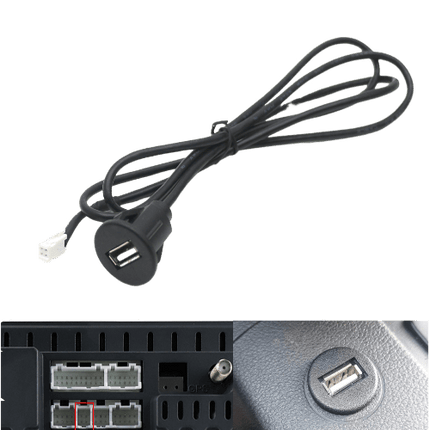 Inbouw 4 - pin naar USB Verlangkabel Convertor 100cm Midden Console Dop voor Autoradio naar Telefoon [Verlengsnoer Interface] - VCTparts.nl