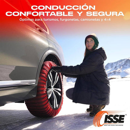 Isse Textiel sneeuwkettingen Classic Rood Gestreept 70 XL 2 stuks (set) - VCTparts.nl