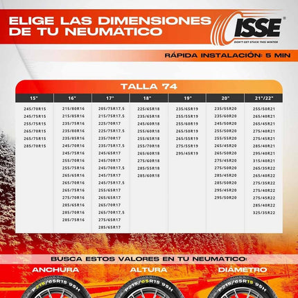 Isse Textiel sneeuwkettingen Super Wit - Oranje 74 XXL 2 stuks (set) - VCTparts.nl