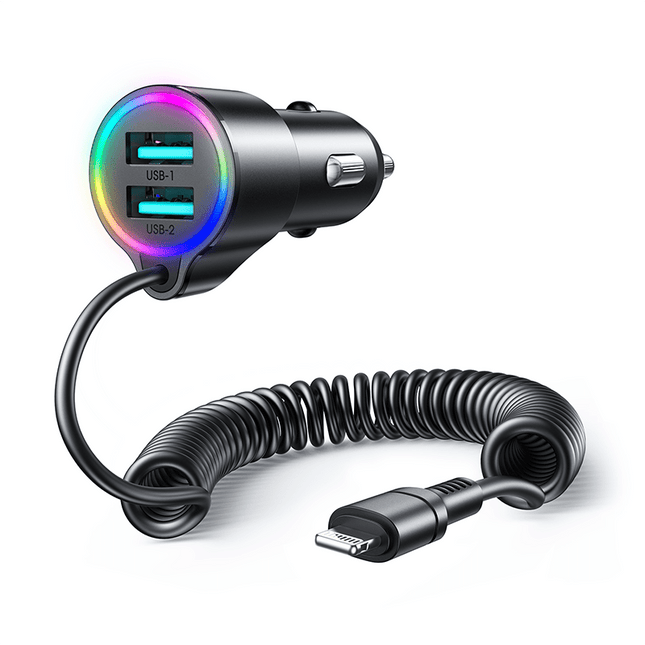Joyroom Joyroom Autolader Oplader Lightning & USB - A Snellader - 17W (1.5m) [Triple Fast Car Charger] Hurtel 2