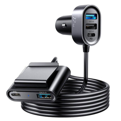 Joyroom Autolader Oplader Snellader 3x USB-A & 2x USB-C 72W (1.5m) [5x QC Fast Car Charger]