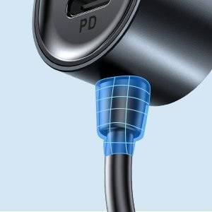 Joyroom Autolader Oplader Snellader 3x USB - A & 2x USB - C 72W (1.5m) [5x QC Fast Car Charger] - VCTparts.nl