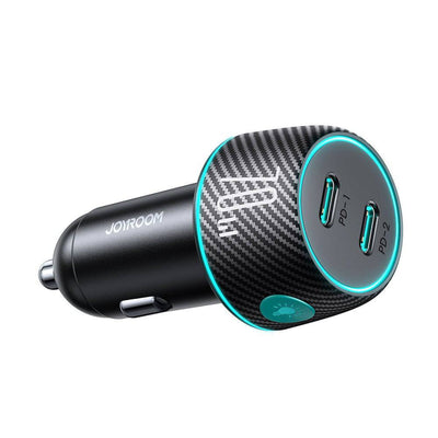Joyroom Car Charger Snellimer 2x USB-C 70W avec LED Black