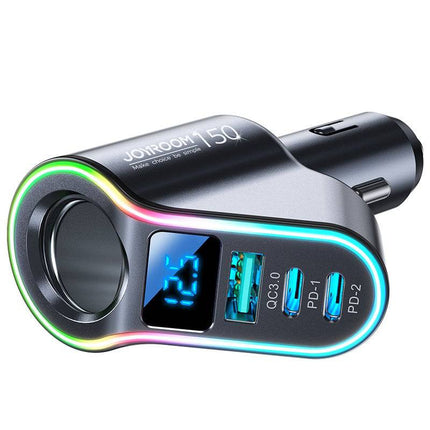 Joyroom Autolader Snellader 4 in 1 USB - A & USB - C - 150W Zwart [5x Fast Car Charger] - VCTparts.nl