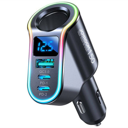 Joyroom Autolader Snellader 4 in 1 USB - A & USB - C - 150W Zwart [5x Fast Car Charger] - VCTparts.nl