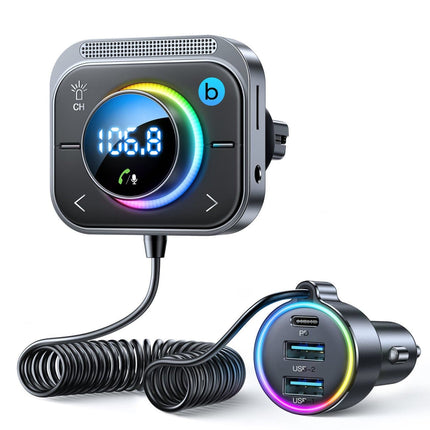 Joyroom Joyroom Bluetooth Muziek FM Transmitter Handsfree Bellen met BassBooster en Snellader Zwart [USB - C & USB - A] Hurtel 2