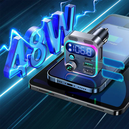 Joyroom Joyroom Bluetooth Muziek FM Transmitter Handsfree Bellen met BassBooster USB - C & 2x USB - A Lader Zwart INNPRO 8