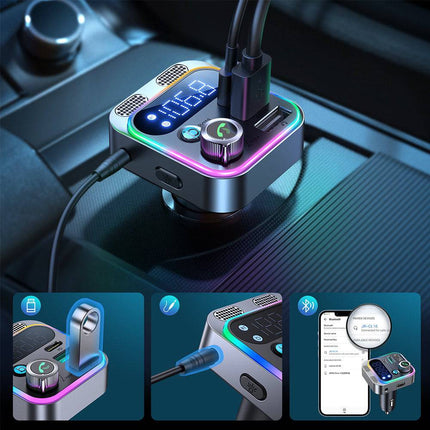 Joyroom Joyroom Bluetooth Muziek FM Transmitter Handsfree Bellen met BassBooster USB - C & 2x USB - A Lader Zwart INNPRO 5