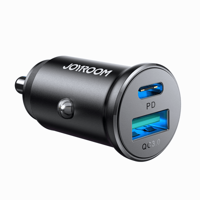 Chargeur de voiture Joyroom Mini Double Chargeur rapide USB-C & USB-A 30W noir