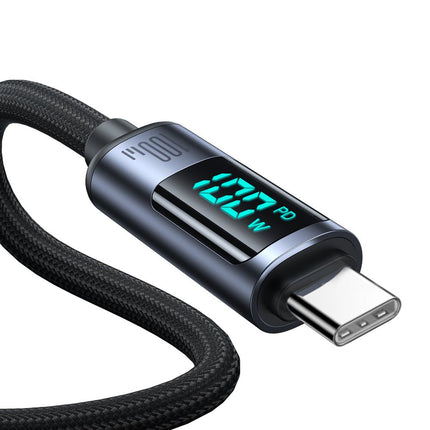 Joyroom Prism Series A16 USB - C naar USB - C Kabel 100W - met LED Display voor Snelladen en Dataoverdracht Zwart 1,2m Oplaadsnoer - VCTparts.nl