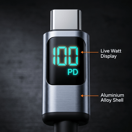 Joyroom Joyroom Prism Series A16 USB - C naar USB - C Kabel 100W - met LED Display voor Snelladen en Dataoverdracht Zwart 1,2m Oplaadsnoer Hurtel 7