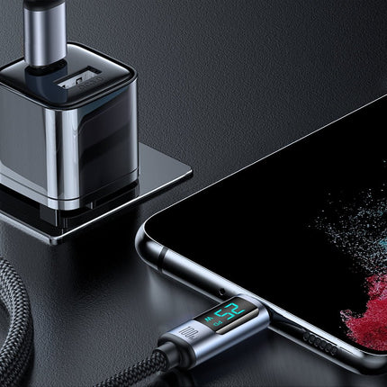 Joyroom Prism Series A16 USB - C naar USB - C Kabel 100W - met LED Display voor Snelladen en Dataoverdracht Zwart 1,2m Oplaadsnoer - VCTparts.nl