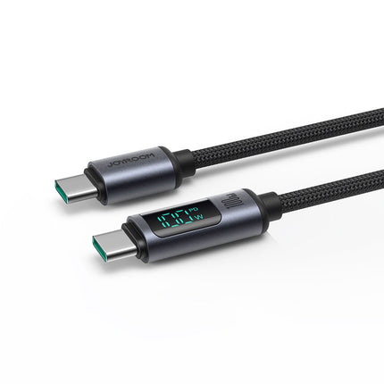 Joyroom Prism Series A16 USB - C naar USB - C Kabel 100W - met LED Display voor Snelladen en Dataoverdracht Zwart 1,2m Oplaadsnoer - VCTparts.nl