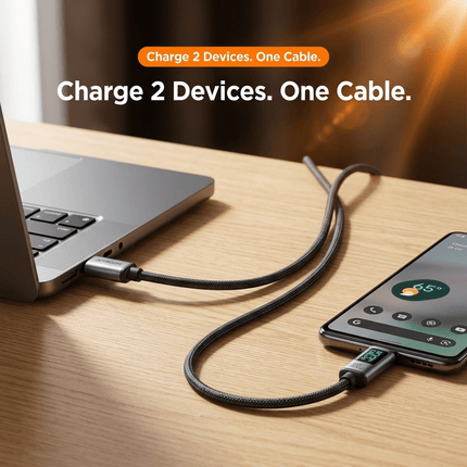 Joyroom Joyroom Prism Series A16 USB - C naar USB - C Kabel 100W - met LED Display voor Snelladen en Dataoverdracht Zwart 1,2m Oplaadsnoer Hurtel 5