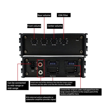 Klasse AB 6 - Kanaals Auto DSP Versterker 6x60W – Premium Auto Audio Systeem voor Android Multimediaschermen met Plug & Play Installatie - VCTparts.nl