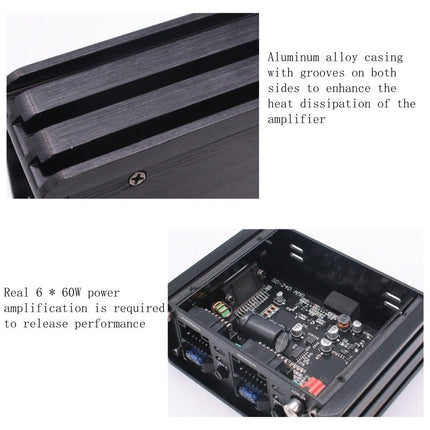 Klasse AB 6 - Kanaals Auto DSP Versterker 6x60W – Premium Auto Audio Systeem voor Android Multimediaschermen met Plug & Play Installatie - VCTparts.nl