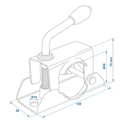 VCTparts Klem 48mm voor Neuswiel – Stevige en Betrouwbare Neuswielklem voor Aanhangwagens en Caravans VCTparts 2