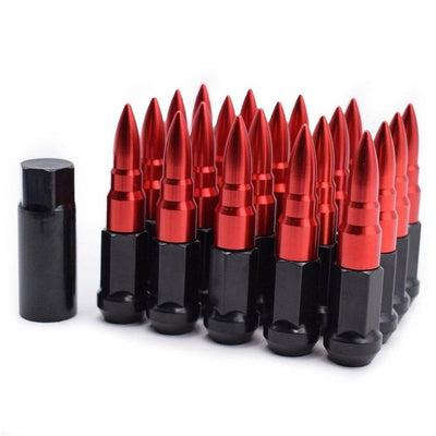 Kogel Wielmoeren M12x15 Spike Nuts - Rood | Set 20 stuks [Bullet - Wielbouten - Race Moeren]