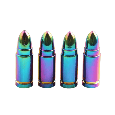 Kogelvormige Auto Ventieldopjes Bullets Universeel - Aluminium Multicolor (Set 4 stuks)
