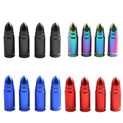 Kogelvormige Auto Ventieldopjes Bullets Universeel - Aluminium Multicolor (Set 4 stuks) - VCTparts.nl