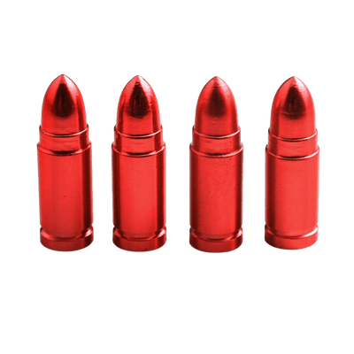 Kogelvormige Auto Ventieldopjes Bullets Universeel - Aluminium Rood (Set 4 stuks)