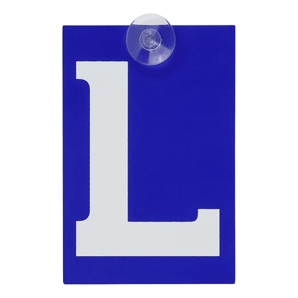 L - Plaat Lesauto Letterplaat Zuignap Raam (10x15cm) Blauw - VCTparts.nl
