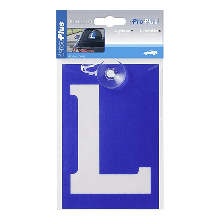 L - Plaat Lesauto Letterplaat Zuignap Raam (10x15cm) Blauw - VCTparts.nl