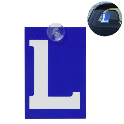 L-Plaat Lesauto Letterplaat Zuignap Raam (10x15cm) Blauw