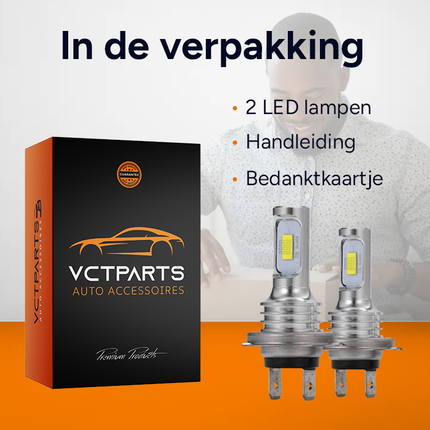 Dimlicht LED H7 8000K IJsblauwe Koplampen (set) – Autolamp Xenonlook Helder Wit/Blauw Licht voor Verbeterd Zicht en Stijl - VCTparts.nl