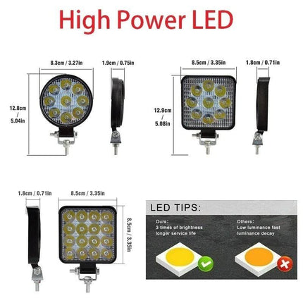 LED Achterlicht Offroad Verstraler 48W - Vierkant Spotlight voor Extra Verlichting - VCTparts.nl