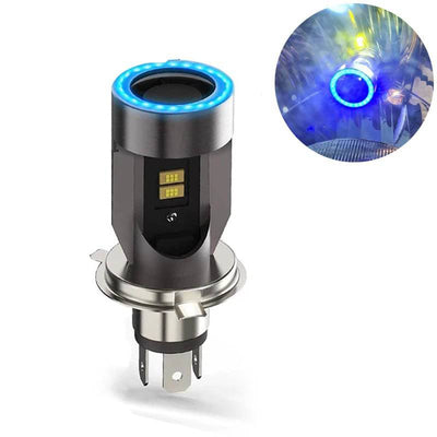 LED H4 Headlight Angel Eye Blauw-Wit 6000K (1 pièce) [Motorcycle - Auto Scooter]