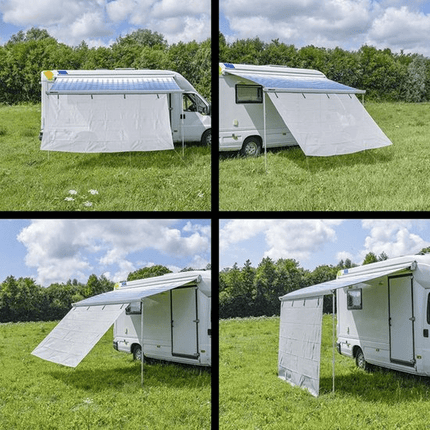 Lichtgrijze Luifel Zonwering 380x200cm - UV - bescherming en Windscherm voor Kamperen en Camper - VCTparts.nl