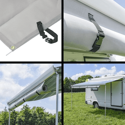 Lichtgrijze Luifel Zonwering 430x200cm - UV - bescherming en Windscherm voor Kamperen en Camper - VCTparts.nl