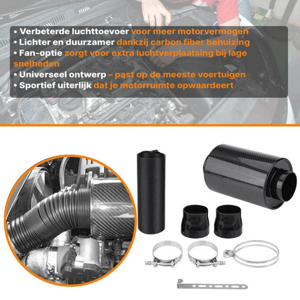 VCTparts Luchtinlaat met Fan – Universele Racing Carbon Fiber Koude Luchtinlaatkit - Cold Air Intake NORGOS 6