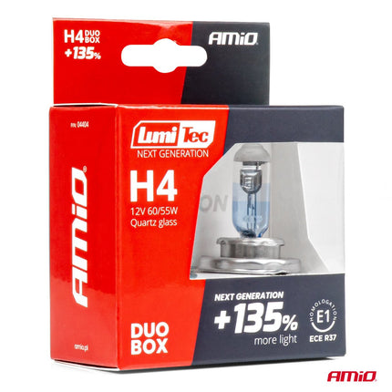 LumiTec Next Gen Halogeenlampen H4 12V 60 - 55W +135% Lichtopbrengst – DUO Set Auto Koplampverlichting ECE Goedgekeurd - VCTparts.nl