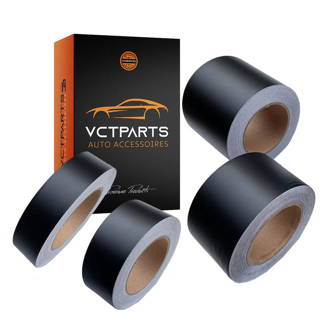 VCTparts Mat Zwarte Dechrome Wrap Tape – Zelfklevend Vinyl voor Auto 3/5/7/10cm 10M – Chroom Verwijder Strip voor Raambekleding Pijler Daklijst Interieur NORGOS 1