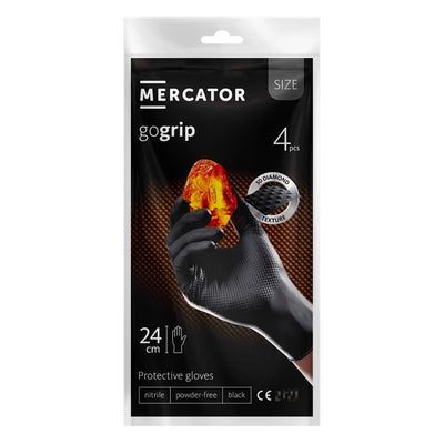 Mercator GoGrip zwarte nitril werkhandschoenen maat L (4 stuks)