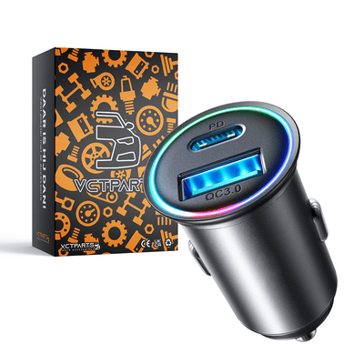Mini Car Charger Snell Charger USB-C & USB-A 60W avec indicateur LED noir