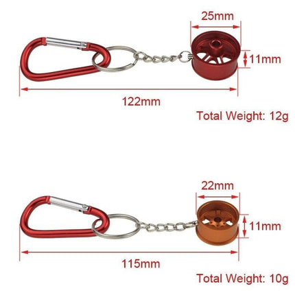 VCTparts Mini Velg Sleutelhanger Aluminium - Rood met Chrome NORGOS 2