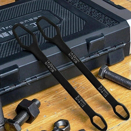 Multifunctionele Tweekoppige Moersleutel Steeksleutel 8 - 22mm zwart [Gereedschap - Meerzijdig - Universeel - Multi steek] - VCTparts.nl