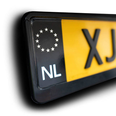 Autocollant de plaque d'immatriculation néerlandaise pour les plaques d'immatriculation européennes en noir et blanc (ensemble)