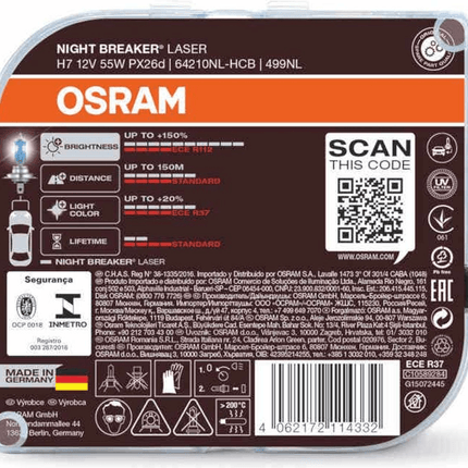 Osram Osram H7 Night Breaker Laser 150% 3500K Halogeen Einparts 3
