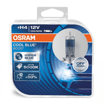OSRAM HALOGER LAMP H4 12V 90 / 100W - Blanc / Ice Bleu 5000K Intens - Cool Blue Boost - Set 2 pièces