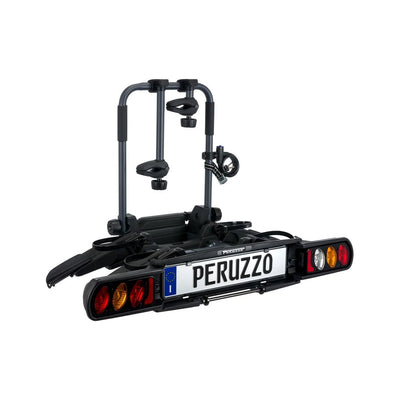 Peruzzo Pure Instinct 2 Fietsendrager 2 E-Bikes voor Trekhaak met Frame- en Wielbevestiging 13-polige Aansluiting Afsluitbaar Kantelbaar