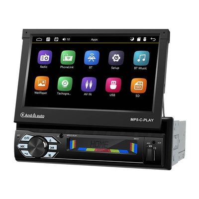 Autoradio Podofo A3012 avec écran 9 pouces et écran rabattable, CarPlay et Android Auto, Bluetooth, GPS, Wi-Fi et USB