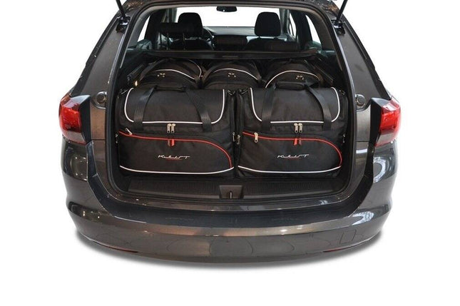 Kjust Reistassenset voor Opel Astra Sports Tourer 2015-2022 - Set van 5 Tassen met 3 Roltassen en 2 Vliegtuigtassen