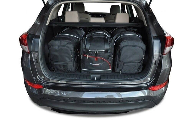 Kjust Reistassenset voor Hyundai Tucson 2015-2020 - Set van 4 Tassen met 2 Roltassen 1 Sporttas en 1 Vliegtuigtas