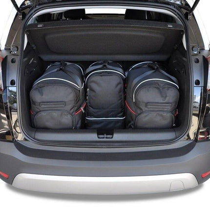 Kjust Reistassenset voor Opel Crossland X 2017-2020 - Set van 4 Tassen met 2 Roltassen 1 Sporttas en 1 Vliegtuigtas